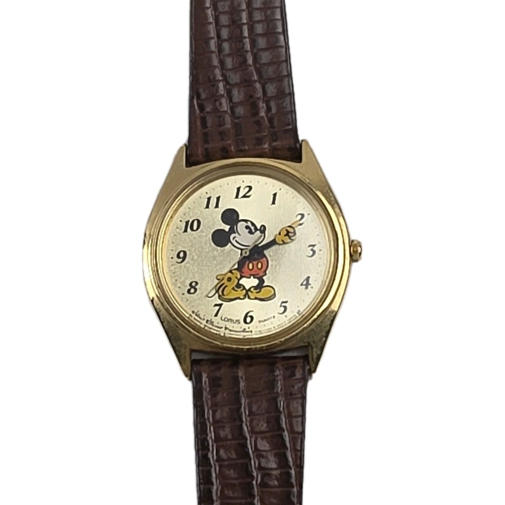 Vintage Lorus Quartz Mickey Mouse Watch Walt Disney Genuine Lizard Needs Battery
